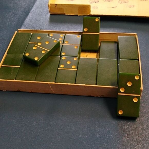 Vintage Green Rock Marble Dominoes by Cardinal Cottagecore Grandmacore - Picture 5 of 7